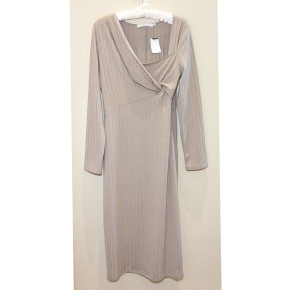 NWT Astr Twist Front Midi Dress in Oatmeal - Picture 11 of 11